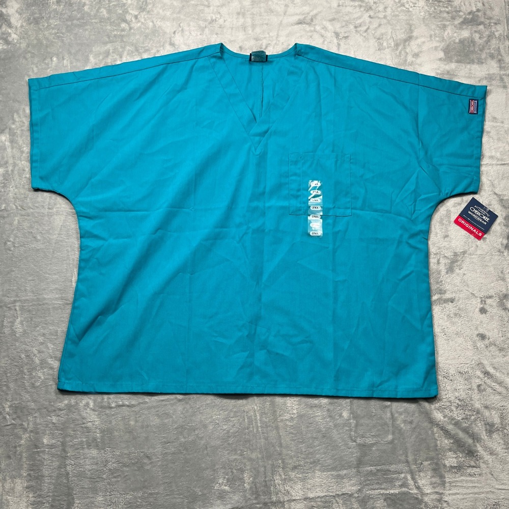 Cherokee Scrub Top Teal Originals V-Neck Workwear 4777 Unisex 2XL  NWT